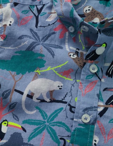 Fun Short-Sleeved Shirt - Chambray Tree Tops Fun Short-Sleeved Shirt - Chambray Tree Tops