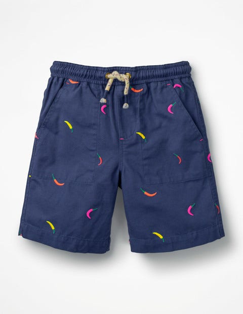 Washed Canvas Pull-On Shorts - Starboard Blue Chillies Washed Canvas Pull-On Shorts - Starboard Blue Chillies
