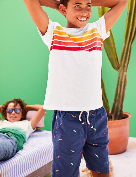 Washed Canvas Pull-On Shorts - Starboard Blue Chillies Washed Canvas Pull-On Shorts - Starboard Blue Chillies