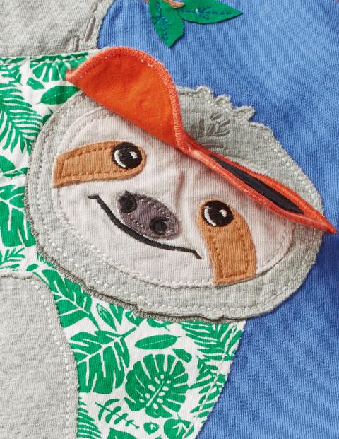 Appliqué Animal Dude T-Shirt - Elizabethan Blue Sloth Appliqué Animal Dude T-Shirt - Elizabethan Blue Sloth