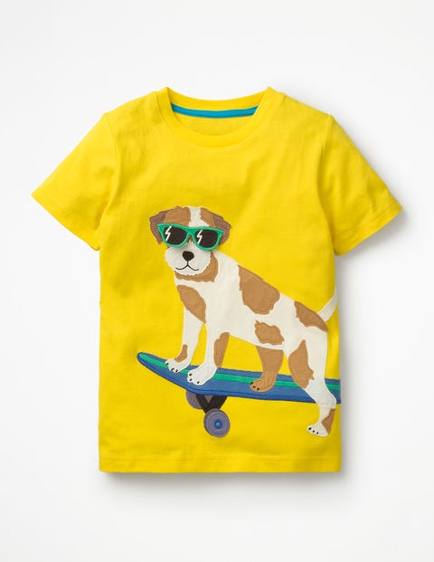 Appliqué Animal Dude T-Shirt - Sunshine Yellow Sprout Appliqué Animal Dude T-Shirt - Sunshine Yellow Sprout