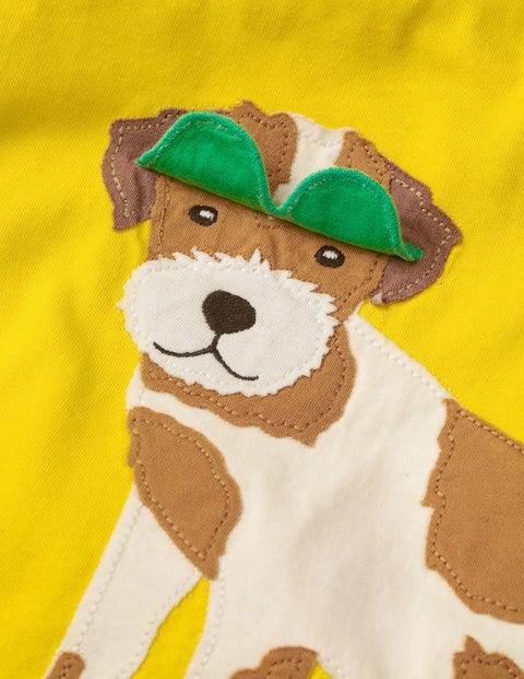Appliqué Animal Dude T-Shirt - Sunshine Yellow Sprout Appliqué Animal Dude T-Shirt - Sunshine Yellow Sprout