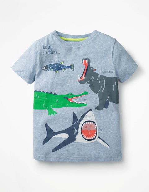 Wild Animals T-Shirt - Blue Marl Toothy Creatures Wild Animals T-Shirt - Blue Marl Toothy Creatures