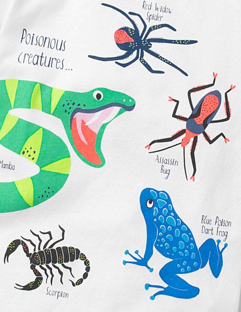 T-Shirt À Motif Animaux Sauvages - Motif Poisonous Creatures blanc T-Shirt À Motif Animaux Sauvages - Motif Poisonous Creatures blanc