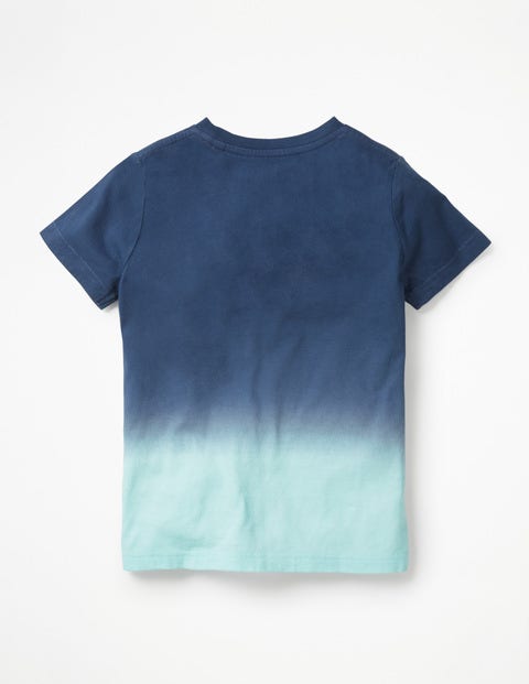Weltraum T Shirt Mit Dip Dye Farbverlauf Dunkelblau Dip Dye Technik Rakete