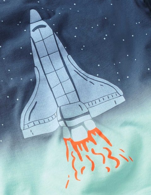 Dip Dye Space T-Shirt - College Blue Dip Dye Rocket Dip Dye Space T-Shirt - College Blue Dip Dye Rocket