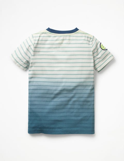 Weltraum-T-Shirt Mit Dip-Dye-Farbverlauf - Weiß/Zaunkönigblau, Weltallabzeichen Weltraum-T-Shirt Mit Dip-Dye-Farbverlauf - Weiß/Zaunkönigblau, Weltallabzeichen