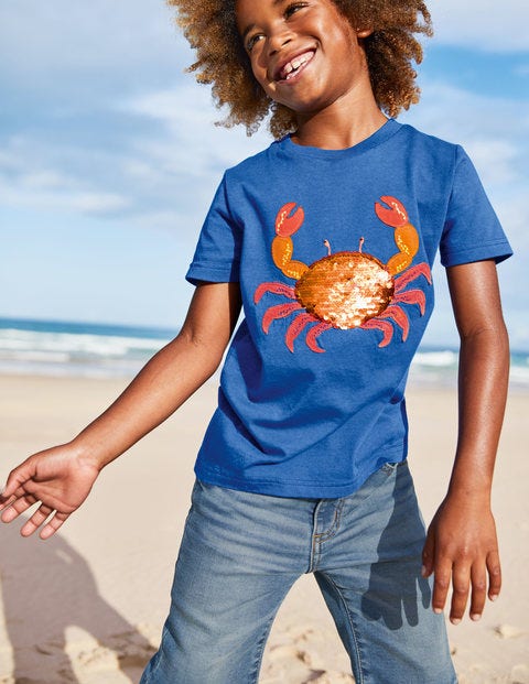 Sequin Animal T-Shirt - Duke Blue Sequin Crab
