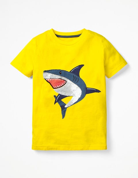 Sequin Animal T-Shirt - Sunshine Yellow Sequin Shark Sequin Animal T-Shirt - Sunshine Yellow Sequin Shark