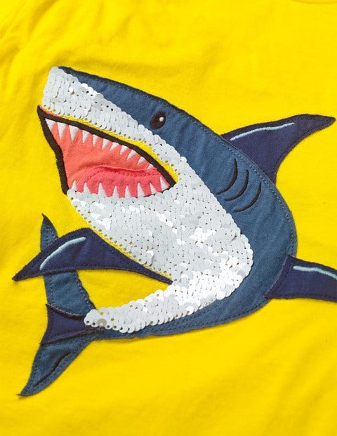 Sequin Animal T-Shirt - Sunshine Yellow Sequin Shark Sequin Animal T-Shirt - Sunshine Yellow Sequin Shark