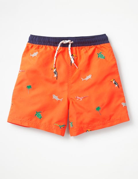 Deep Sea Embroidered Trunks - Acid Orange Embroidery Deep Sea Embroidered Trunks - Acid Orange Embroidery