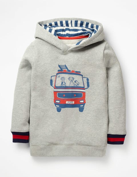 Feuerwehr-Kapuzenpullover - Grau Meliert, Feuerwehrauto Feuerwehr-Kapuzenpullover - Grau Meliert, Feuerwehrauto