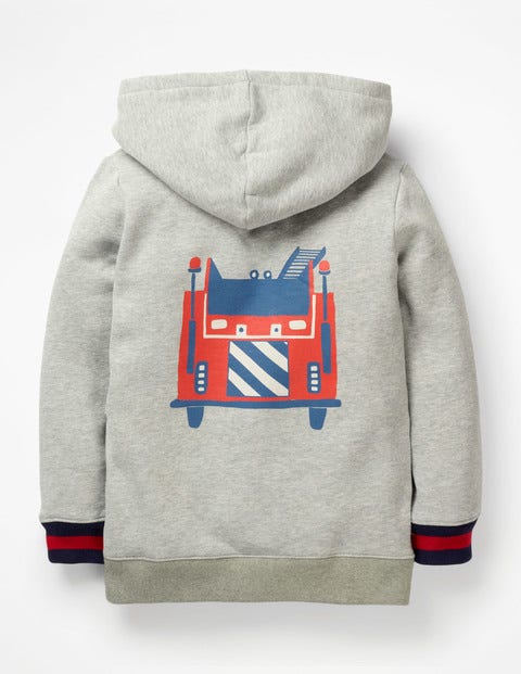 Feuerwehr-Kapuzenpullover - Grau Meliert, Feuerwehrauto Feuerwehr-Kapuzenpullover - Grau Meliert, Feuerwehrauto