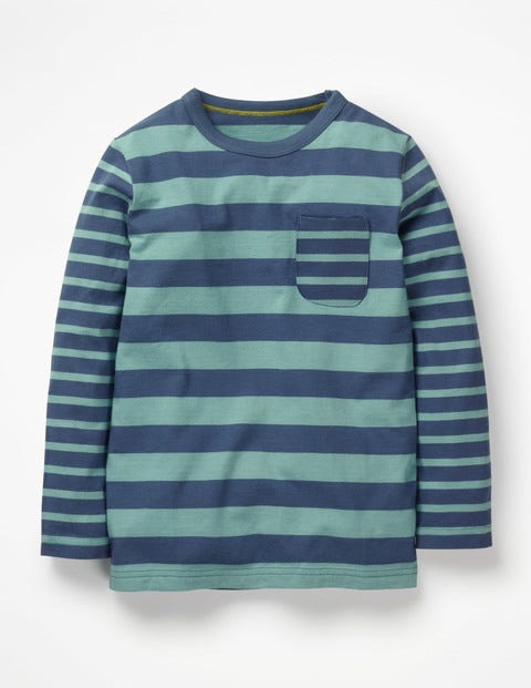 T-Shirt Mit Streifen Und Mustermix - Lagunenblau/Meeresblau T-Shirt Mit Streifen Und Mustermix - Lagunenblau/Meeresblau