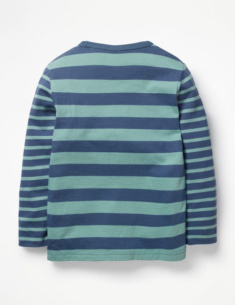 T-Shirt Mit Streifen Und Mustermix - Lagunenblau/Meeresblau T-Shirt Mit Streifen Und Mustermix - Lagunenblau/Meeresblau