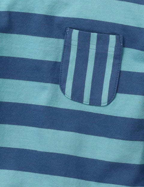 T-Shirt Mit Streifen Und Mustermix - Lagunenblau/Meeresblau T-Shirt Mit Streifen Und Mustermix - Lagunenblau/Meeresblau