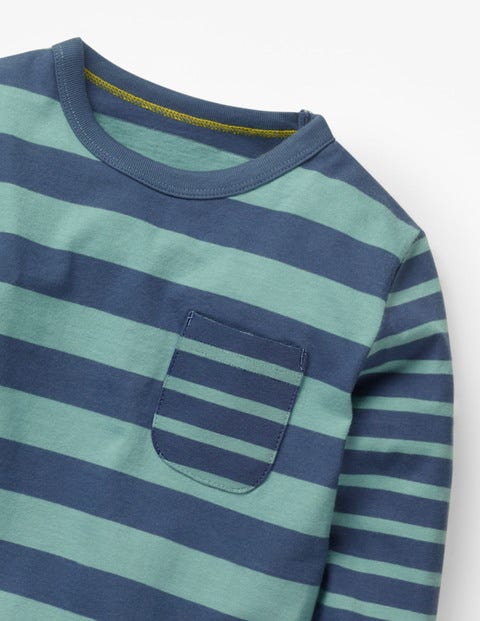 T-Shirt Mit Streifen Und Mustermix - Lagunenblau/Meeresblau T-Shirt Mit Streifen Und Mustermix - Lagunenblau/Meeresblau