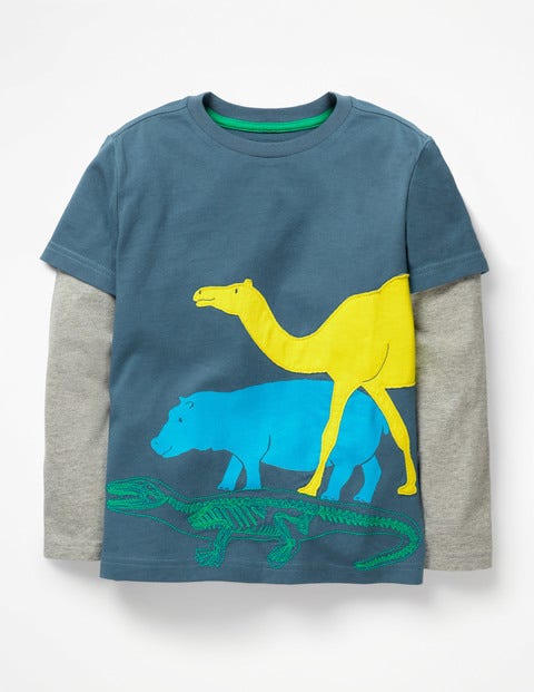 Textured Animal T-shirt - Lagoon Blue Mammals Textured Animal T-shirt - Lagoon Blue Mammals