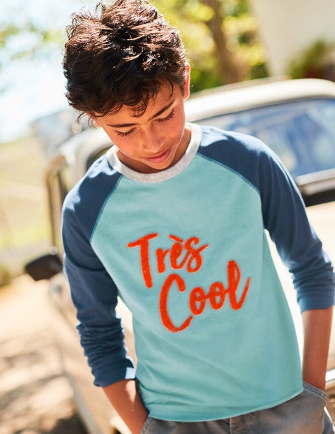 Strukturiertes T-Shirt Mit Raglanärmeln - Meeresblau, Très Cool Strukturiertes T-Shirt Mit Raglanärmeln - Meeresblau, Très Cool