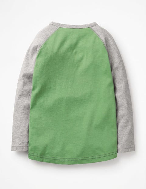 Strukturiertes T-Shirt Mit Raglanärmeln - Dschungelgrün, Smiley Strukturiertes T-Shirt Mit Raglanärmeln - Dschungelgrün, Smiley