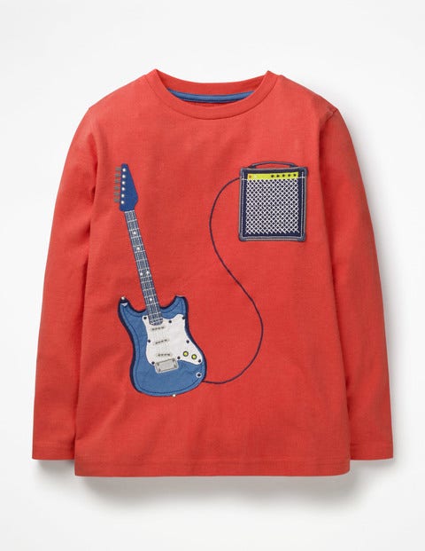 T-Shirt À Appliqué Musique - Guitare rouge laser T-Shirt À Appliqué Musique - Guitare rouge laser