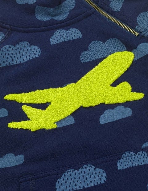 Sweatshirt Mit Reißverschluss Und Raglanärmeln - Dunkelblau, Wolken Sweatshirt Mit Reißverschluss Und Raglanärmeln - Dunkelblau, Wolken