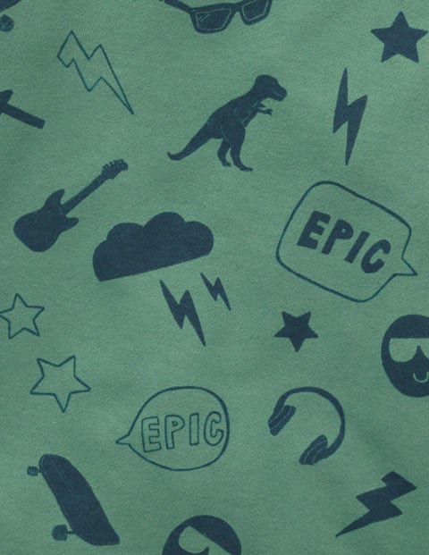 Printed Sweatshirt - Patina Green Emojis Printed Sweatshirt - Patina Green Emojis