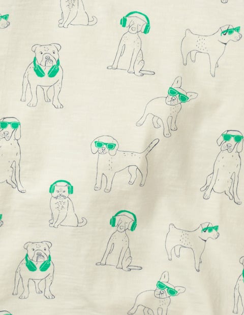 Printed Raglan T-Shirt - Ecru DJ Dogs Printed Raglan T-Shirt - Ecru DJ Dogs