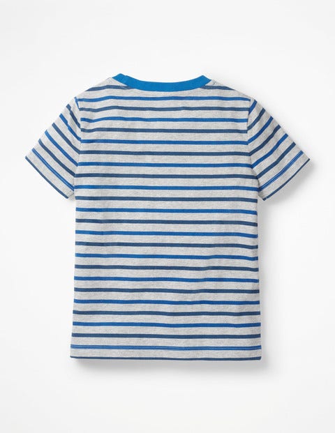 T-Shirt Mit Streifen - Dunkelblau/Grau Meliert, Flugzeuge T-Shirt Mit Streifen - Dunkelblau/Grau Meliert, Flugzeuge