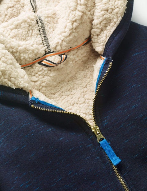 Borg-Lined Zip-Up Hoodie - College Blue Borg-Lined Zip-Up Hoodie - College Blue