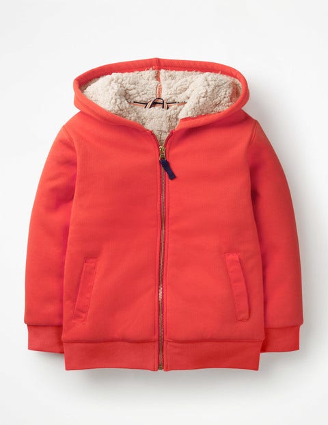 Borg-Lined Zip-Up Hoodie - Beam Red Borg-Lined Zip-Up Hoodie - Beam Red