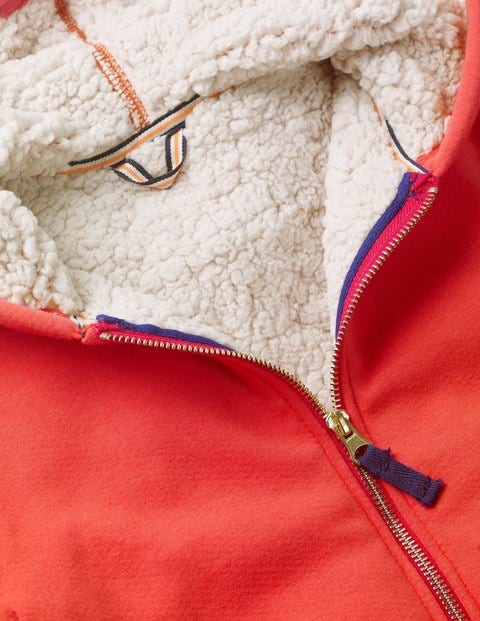 Borg-Lined Zip-Up Hoodie - Beam Red Borg-Lined Zip-Up Hoodie - Beam Red