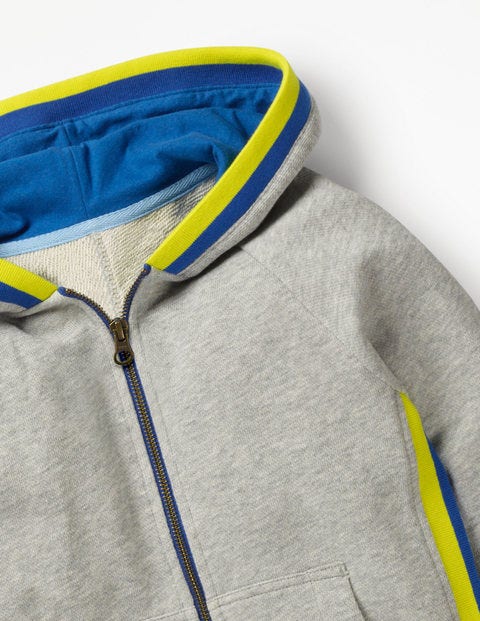 Sports Stripe Zip-Up Hoodie - Grey Marl Sports Stripe Zip-Up Hoodie - Grey Marl