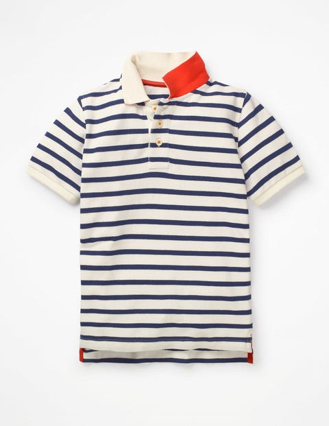 Piqué Polo Shirt - Ivory/College Navy Piqué Polo Shirt - Ivory/College Navy