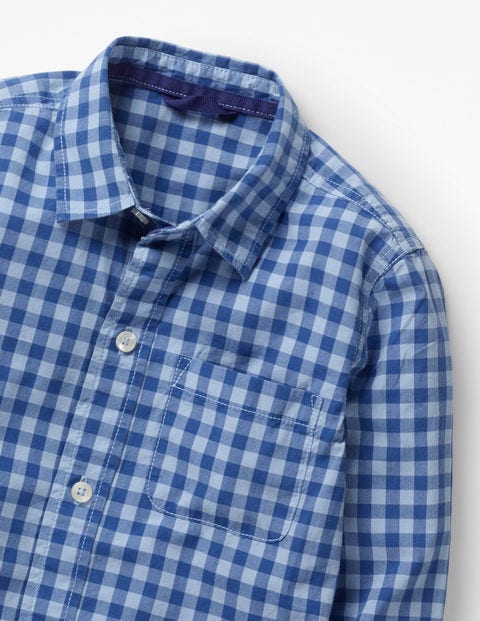 Garment-Dyed Laundered Shirt - Washed Blue Gingham Garment-Dyed Laundered Shirt - Washed Blue Gingham