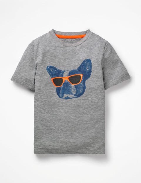 T-Shirt Mit Tiermotiv - Grau Meliert, Cooler Hund T-Shirt Mit Tiermotiv - Grau Meliert, Cooler Hund