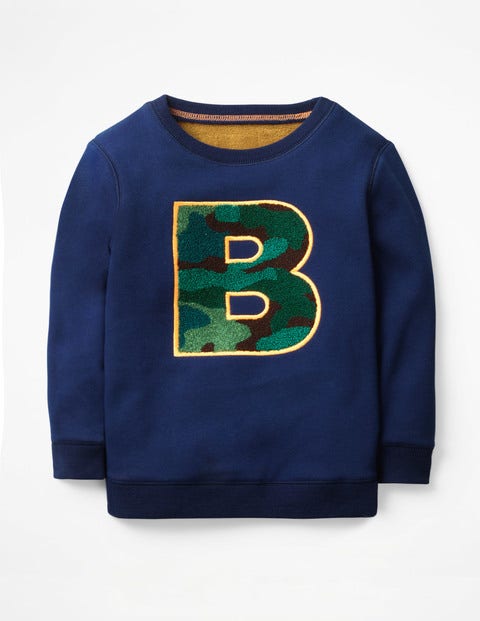 Cosy Textured Sweatshirt - College Blue Bouclé B Cosy Textured Sweatshirt - College Blue Bouclé B