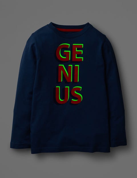 Glow-In-The-Dark Word T-Shirt - Lagoon Blue Genius Glow-In-The-Dark Word T-Shirt - Lagoon Blue Genius