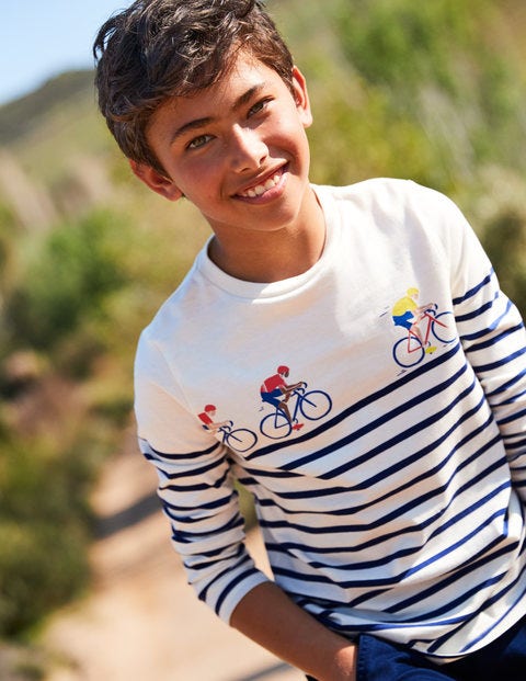 Racing Breton T-Shirt - Ecru/College Blue Cyclists Racing Breton T-Shirt - Ecru/College Blue Cyclists