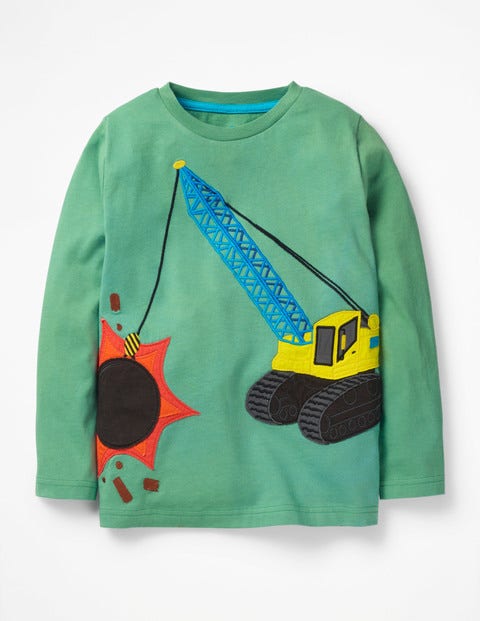 T-Shirt Mit Fahrzeugmotiv - Patinagrün, Abrissbirne T-Shirt Mit Fahrzeugmotiv - Patinagrün, Abrissbirne