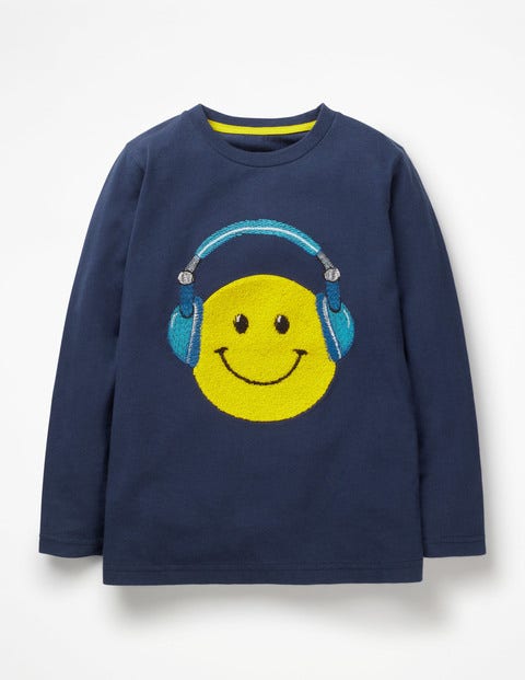T-Shirt Mit Emoji - Navyblau, Kopfhörer T-Shirt Mit Emoji - Navyblau, Kopfhörer