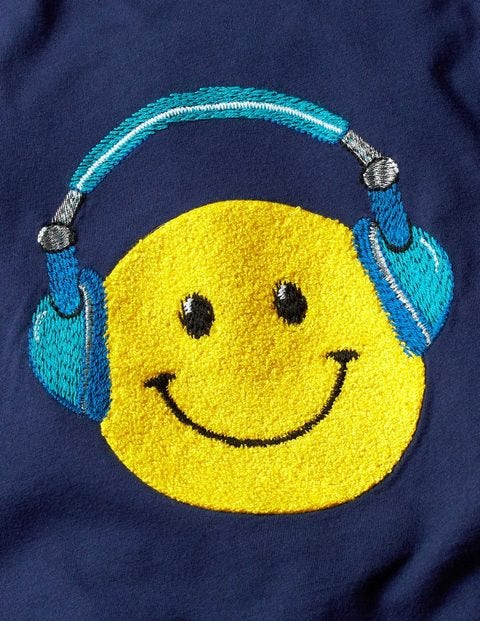T-Shirt Mit Emoji - Navyblau, Kopfhörer T-Shirt Mit Emoji - Navyblau, Kopfhörer