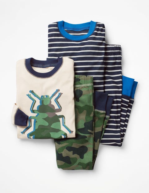 Twin Pack Long John Pajamas - Khaki Green Camo Bug Twin Pack Long John Pajamas - Khaki Green Camo Bug