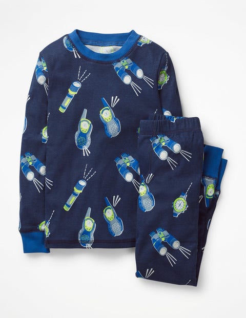 Glow-In-The-Dark Long Pyjamas - College Blue Walkie Talkie Glow-In-The-Dark Long Pyjamas - College Blue Walkie Talkie