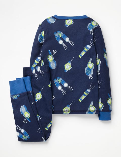 Glow-In-The-Dark Long Pyjamas - College Blue Walkie Talkie Glow-In-The-Dark Long Pyjamas - College Blue Walkie Talkie
