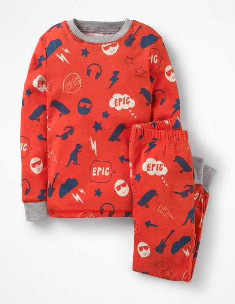 Glow-In-The-Dark Long Pajamas - Beam Red Emoji Glow-In-The-Dark Long Pajamas - Beam Red Emoji