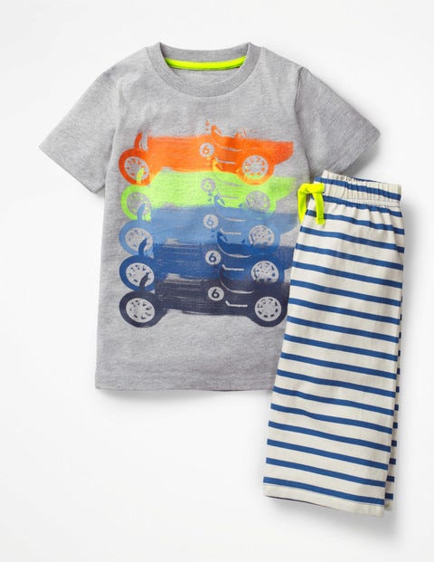 Graphic Pyjamas - Grey Marl Rainbow Cars Graphic Pyjamas - Grey Marl Rainbow Cars