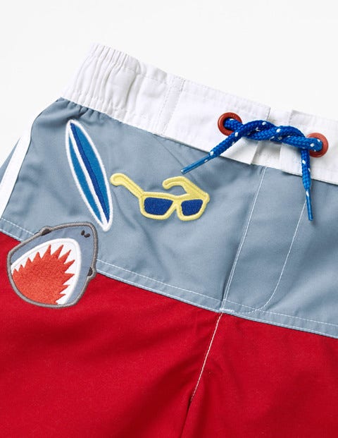 Surf Shorts - Rockabilly Red Badges Surf Shorts - Rockabilly Red Badges