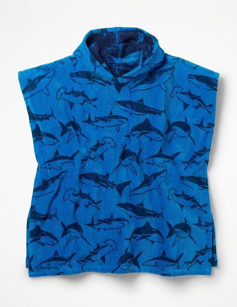 Towelling Poncho - Caspian Blue Sharks Towelling Poncho - Caspian Blue Sharks
