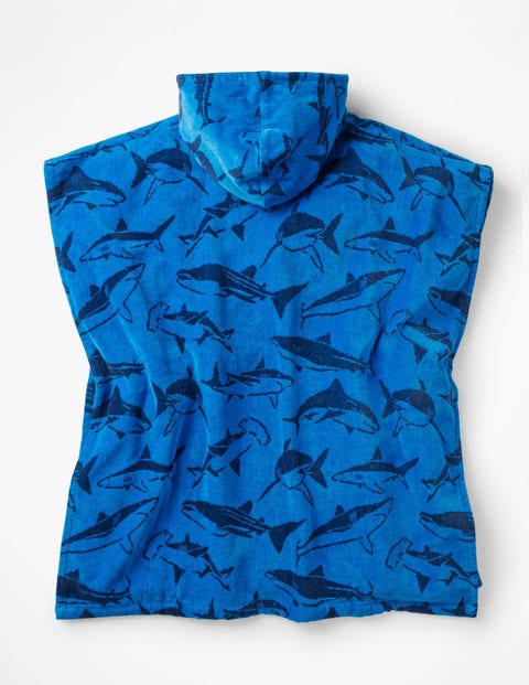 Towelling Poncho - Caspian Blue Sharks Towelling Poncho - Caspian Blue Sharks